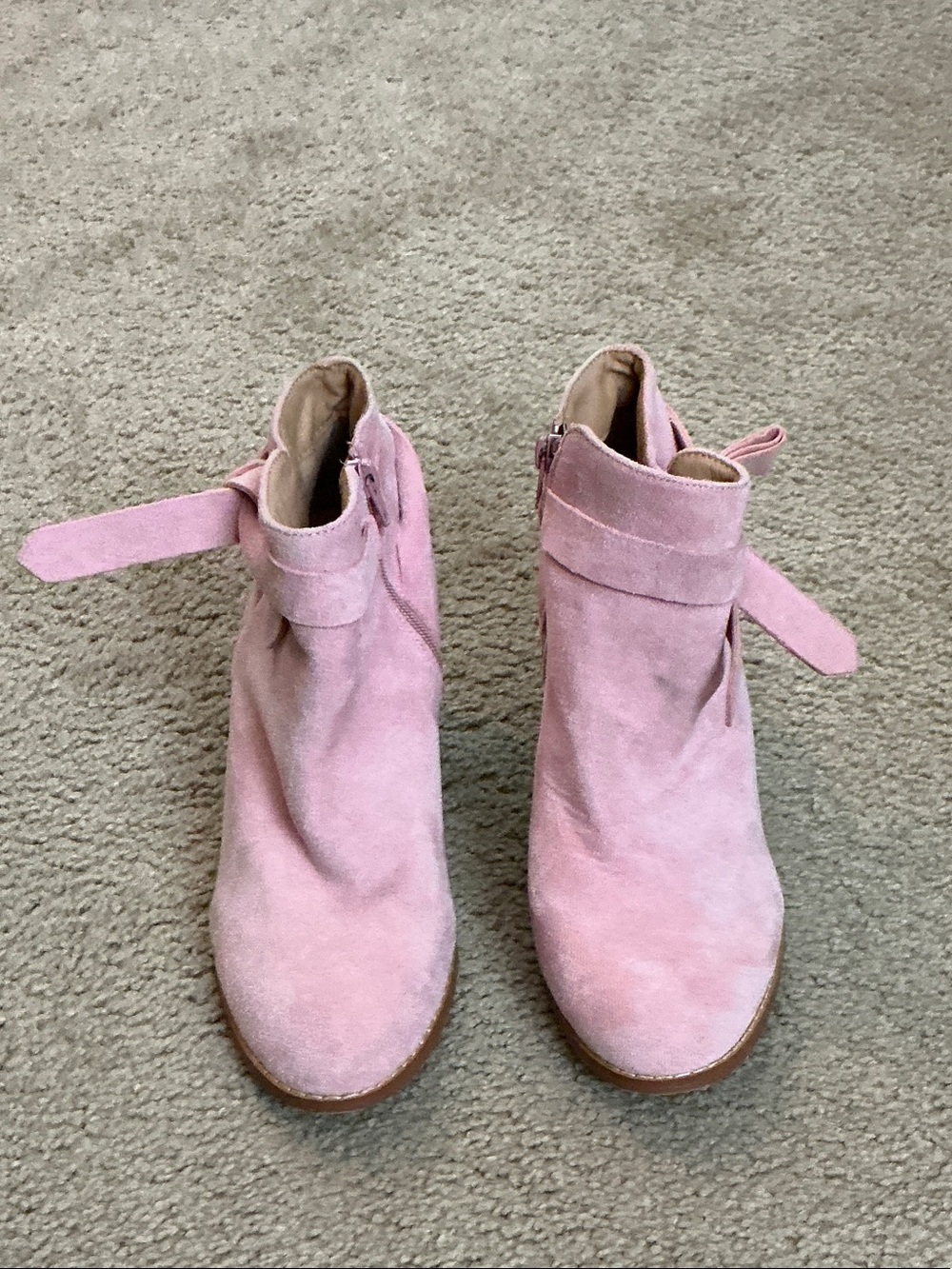 Chic Pink Suede Ankle Booties with Side Zip